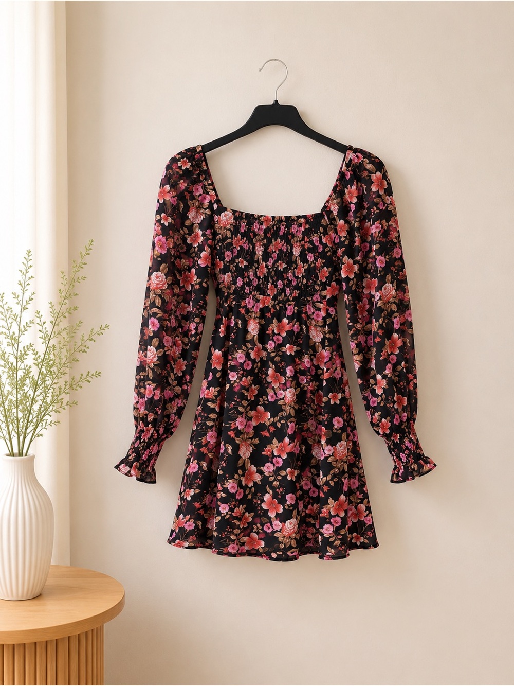 Forever 21 Floral Smocked Mini Dress | Size Small - Picture 4 of 4